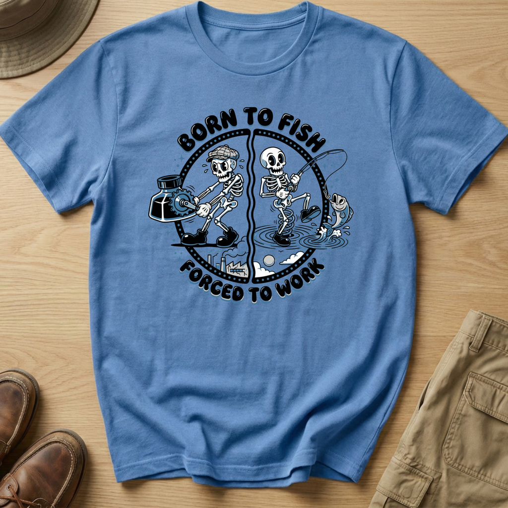 BORN TO FISH FORCED TO WORK T-Shirt