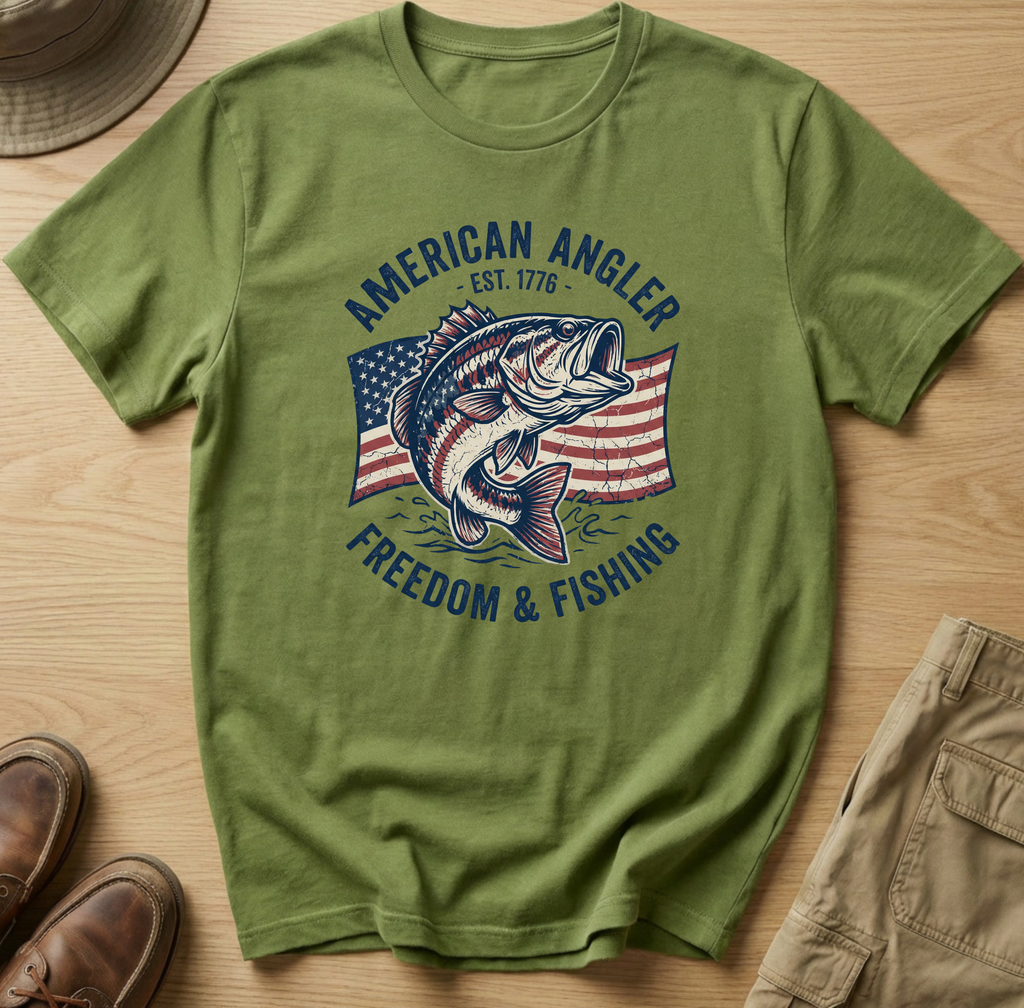 AMERICAN AGLER FREEDOM AND FISHING T-Shirt