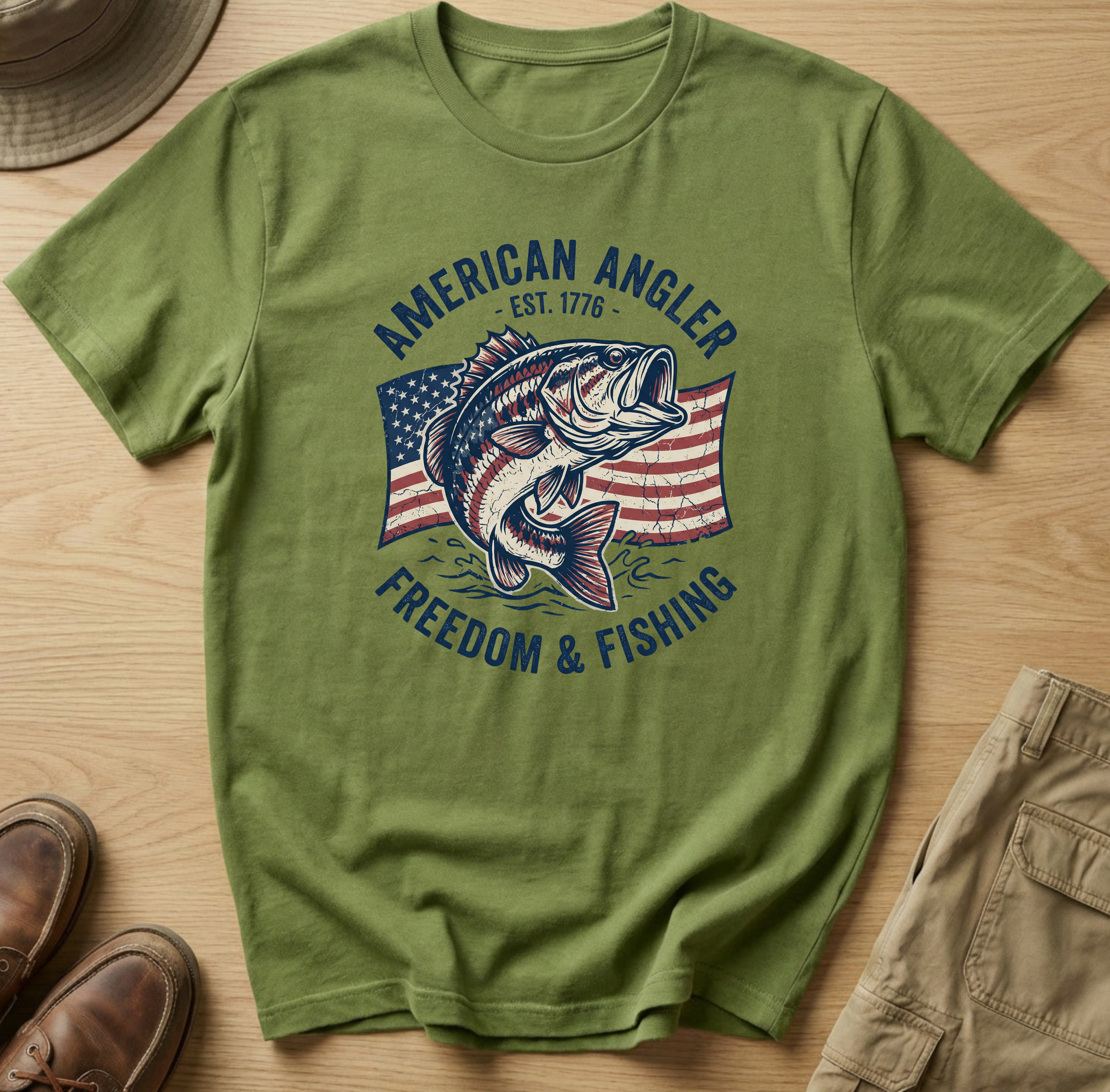 AMERICAN AGLER FREEDOM AND FISHING T-Shirt