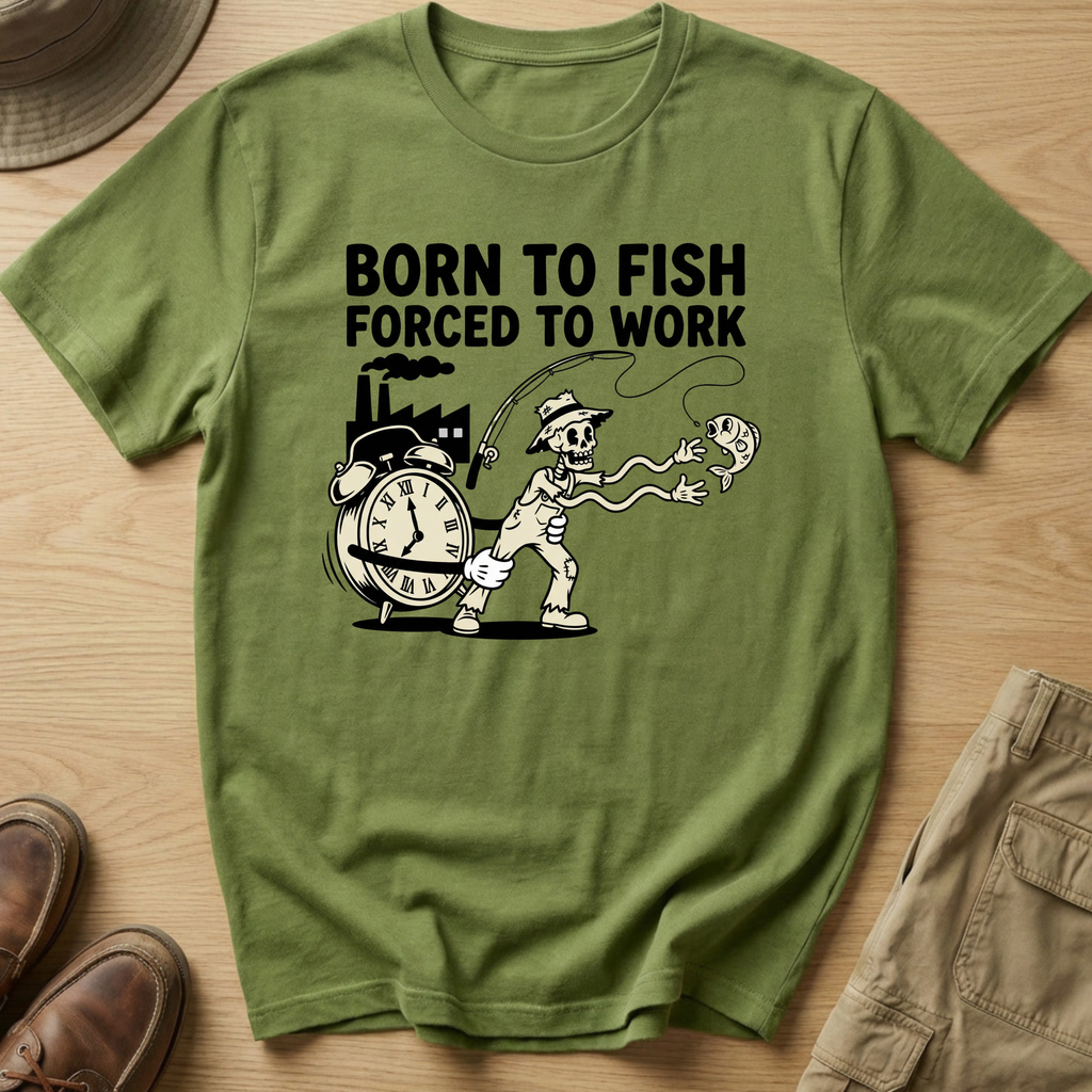 BORN TO FISH FORCED TO WORK T-Shirt