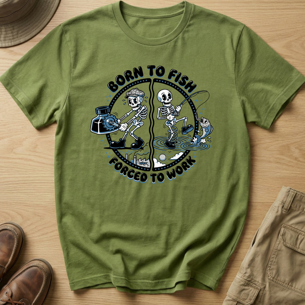 BORN TO FISH FORCED TO WORK T-Shirt
