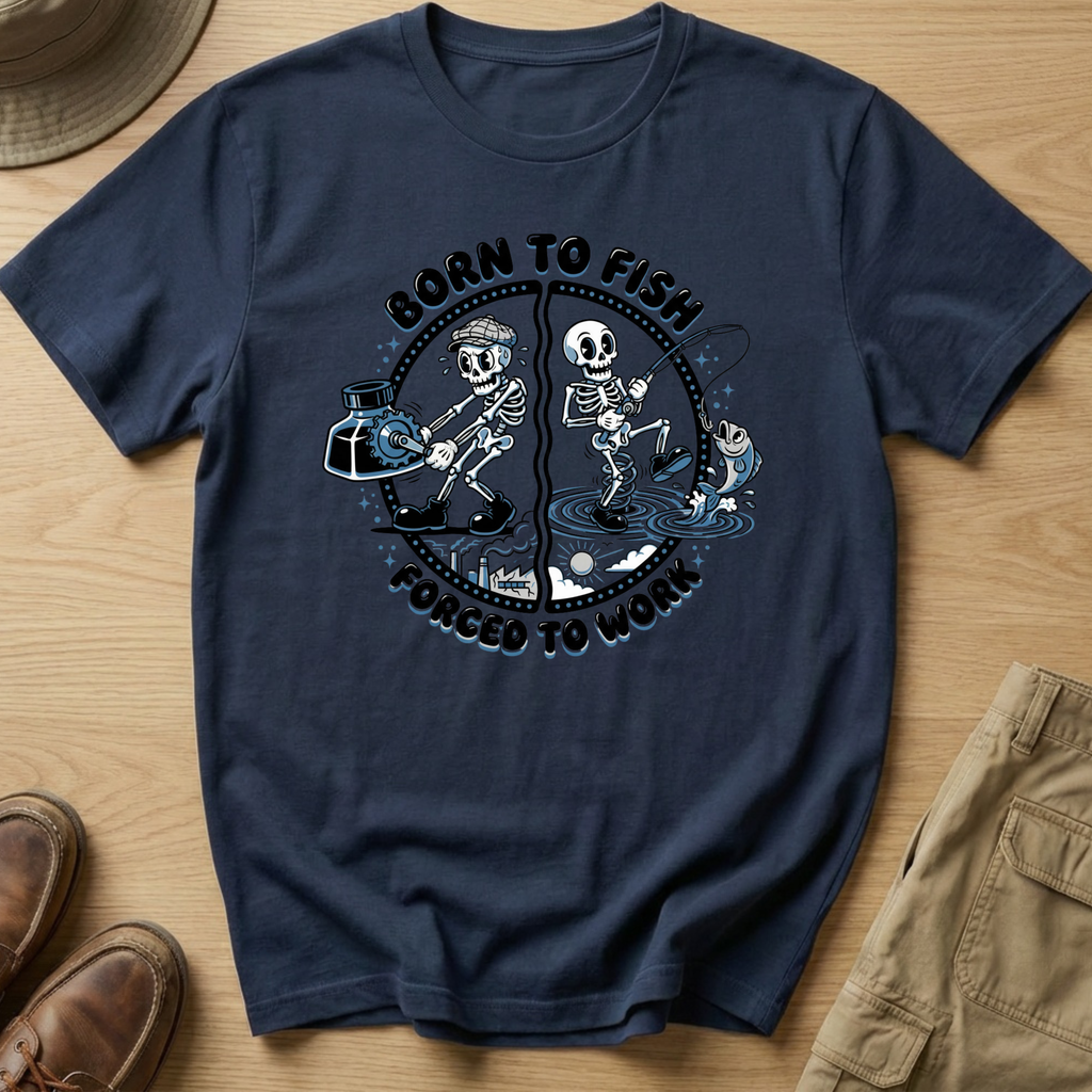 BORN TO FISH FORCED TO WORK T-Shirt