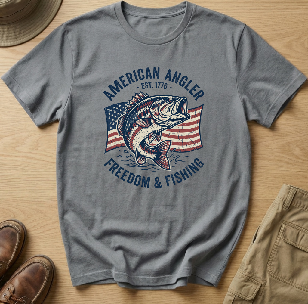 AMERICAN AGLER FREEDOM AND FISHING T-Shirt