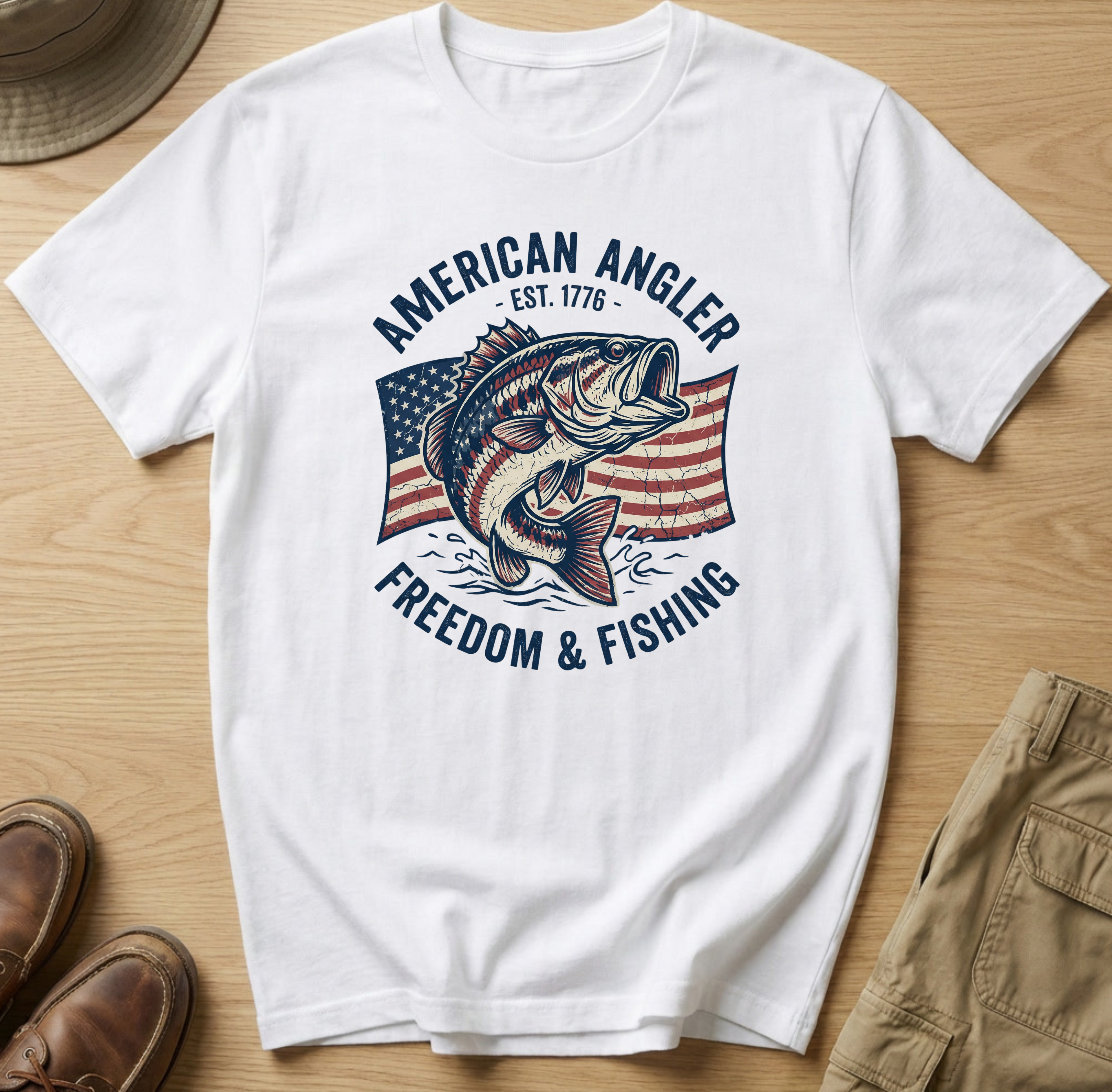 AMERICAN AGLER FREEDOM AND FISHING T-Shirt