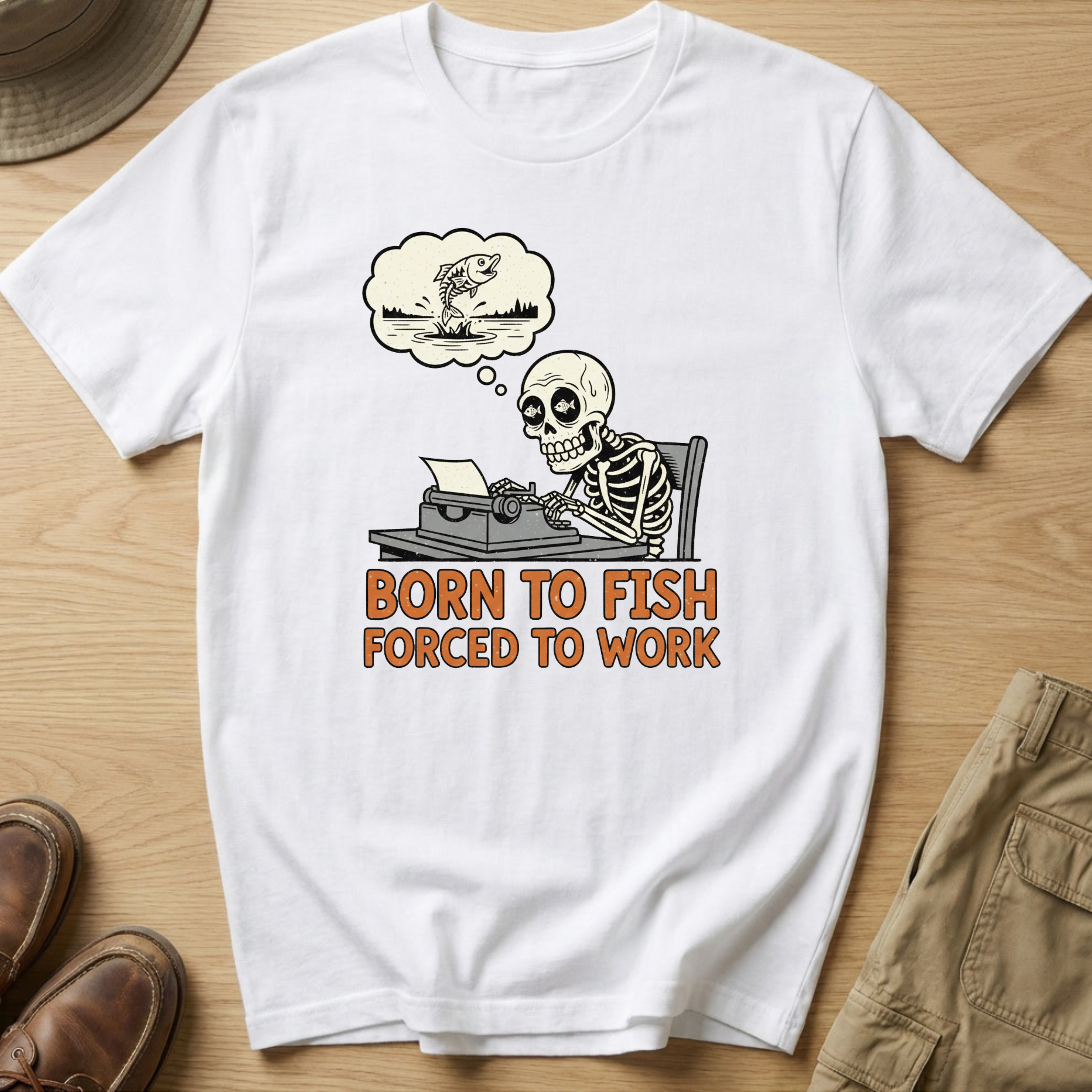 BORN TO FISH FORCED TO WORK T-Shirt